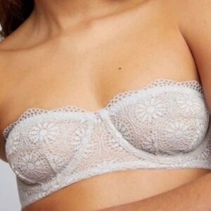 Free People 34B NWT Starla Light Blue Gray Lace Convertible Underwire Bra